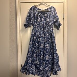 Wayward Fancies eShakti Blue Floral Dress Size 1X/16